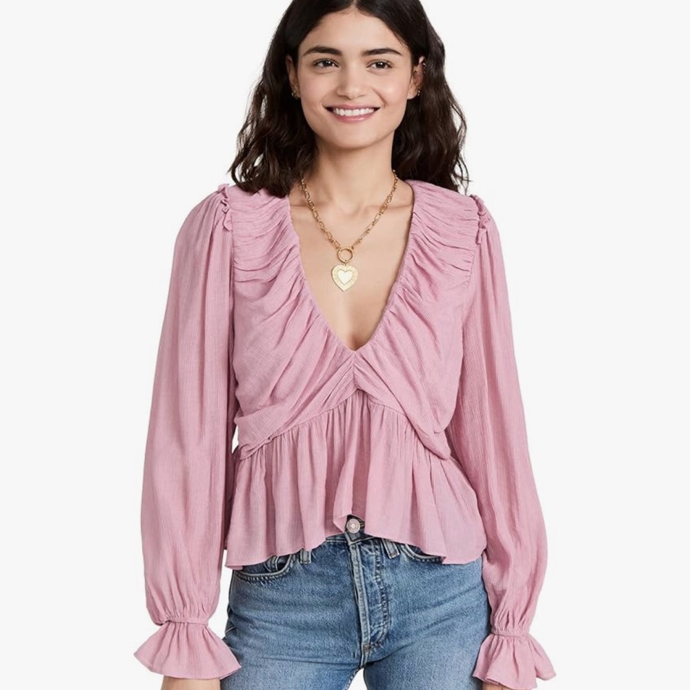 Free People Pink Ruffled Women's Top